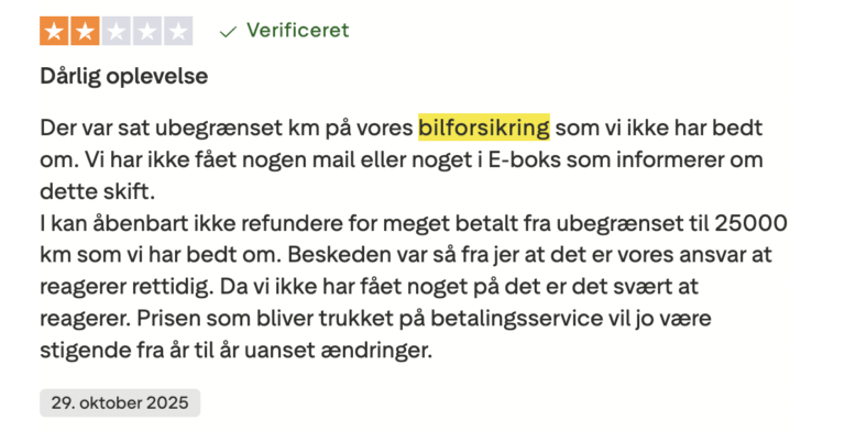 FDM bilforsikring negativ anmeldelse 2026