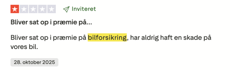 Negativ anmeldelse topdanmark bilforsikring på trustpilot