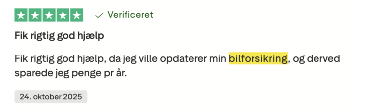 alka bilforsikring postiv anmeldelse trustpilot