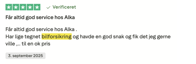 alka bilforsikring positiv anmeldelse