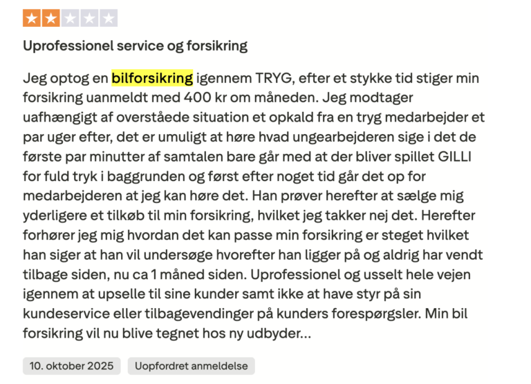 tryg bilforsikring negativ