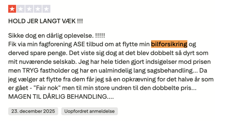 tryg bilforsikring negativ