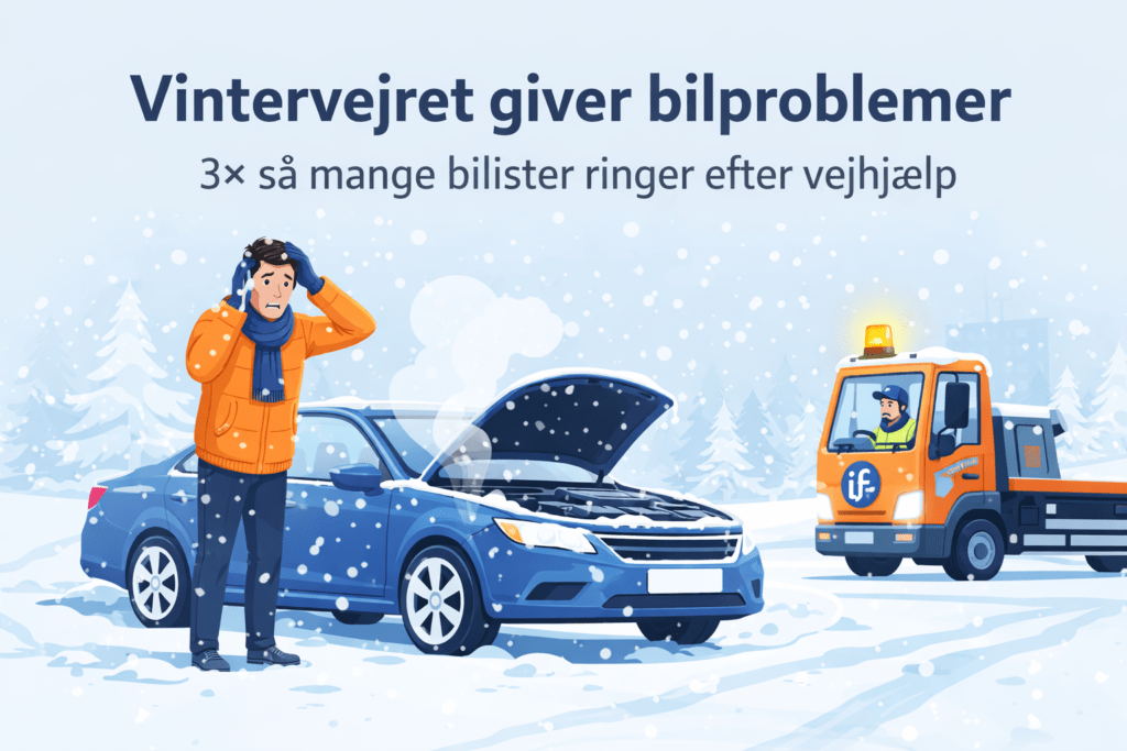 Vintervejret giver bilproblemer